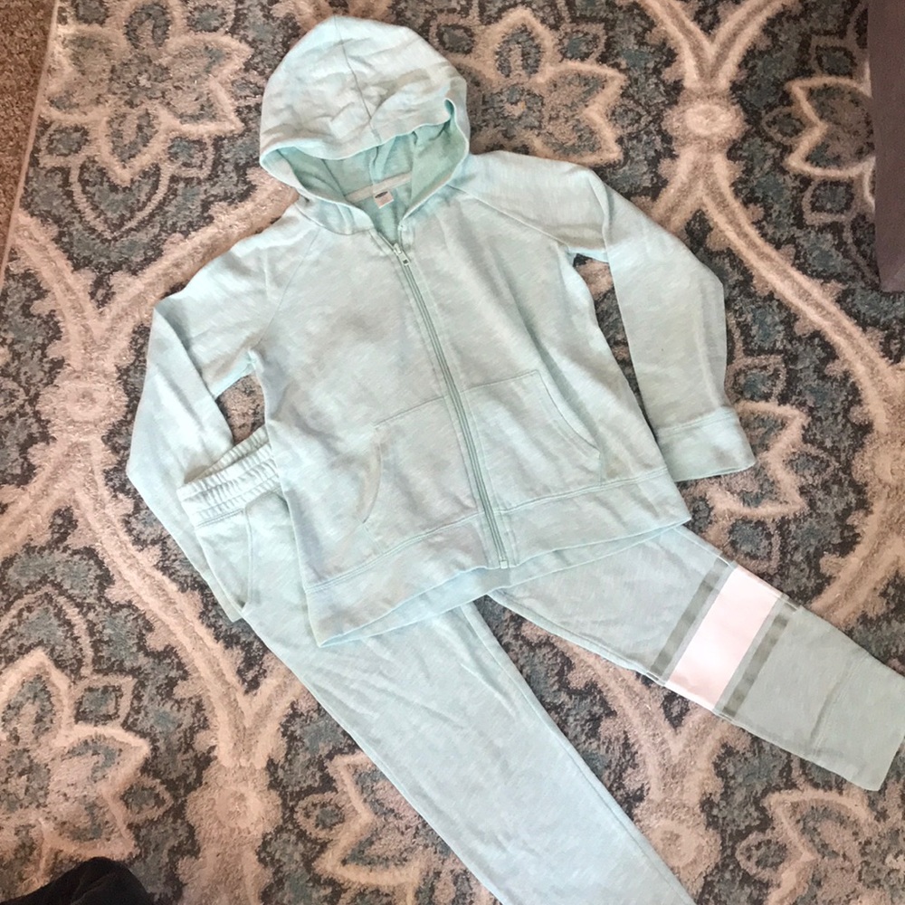 Girls aqua sweatshirt & matching sweatpants